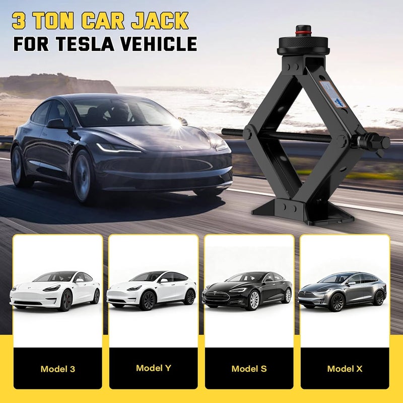 IMAYCC 3 Ton Car Jack for Tesla Model Y Model 3, 4.1"-18.3" Lifting Scissor Jack with Lug Wrench, Tesla Tire Change kit for Model Y/3/S/X. - Image 2
